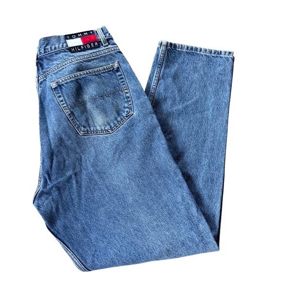 VTG 90s Tommy Hilfiger Tapered Leg Denim Freedom Jeans Men's Size 36X32 EUC - Picture 1 of 9